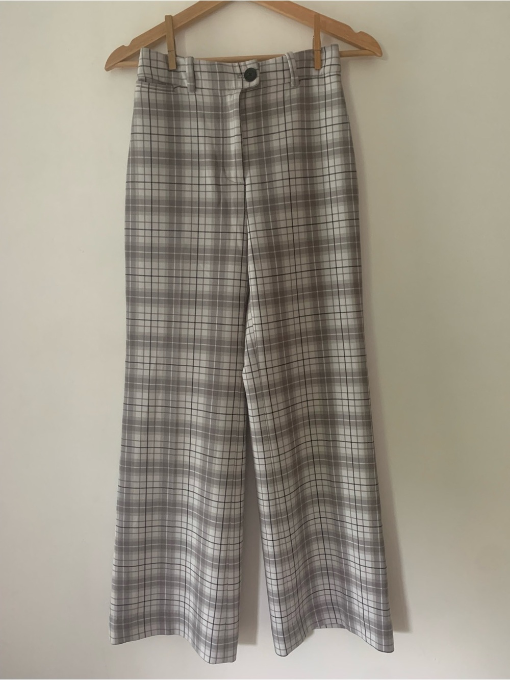 Wilfred Plaid Wide-Leg Trousers in Gray
